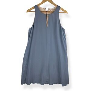 Lavender Brown Silk Keyhole Shift Dress Womens Size Medium Blue Pastel USA Made